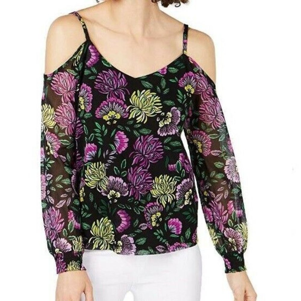 INC 4X Black Purple Decorative Lotus Top NWT CN62